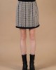 Aggel Knitwear Tweed Mini Skirt Black Camel Ivory