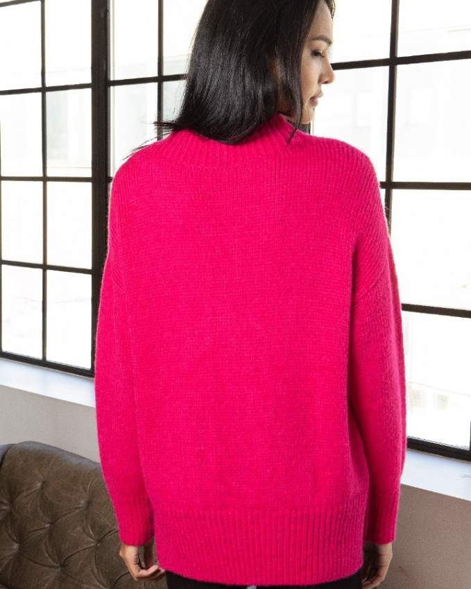 Aggel Knitwear Cutout Sweater Fuchsia