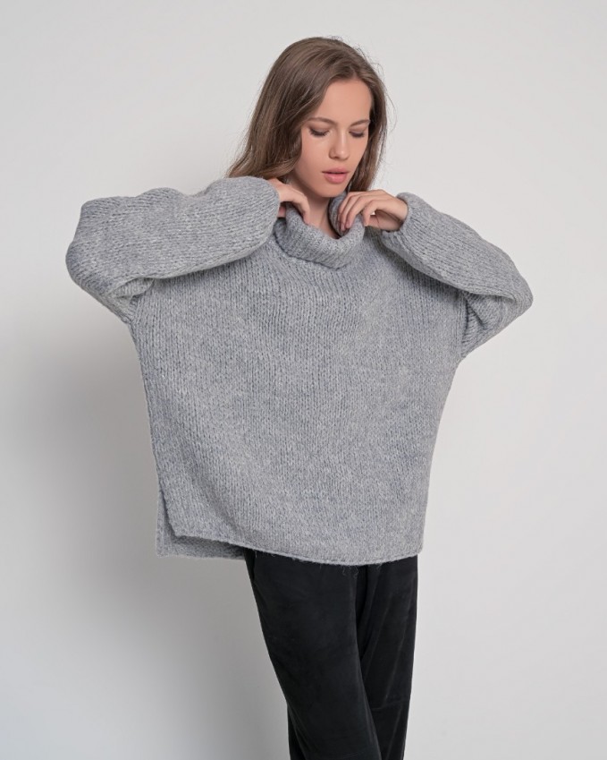 Aggel Knitwear  Blend  Sweater Medium Grey