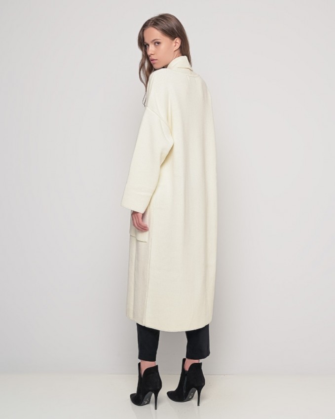 Aggel Knitwear Alpaca Blend Coat Ivory