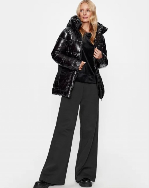 DKNY Hooded Belted Jacket Black