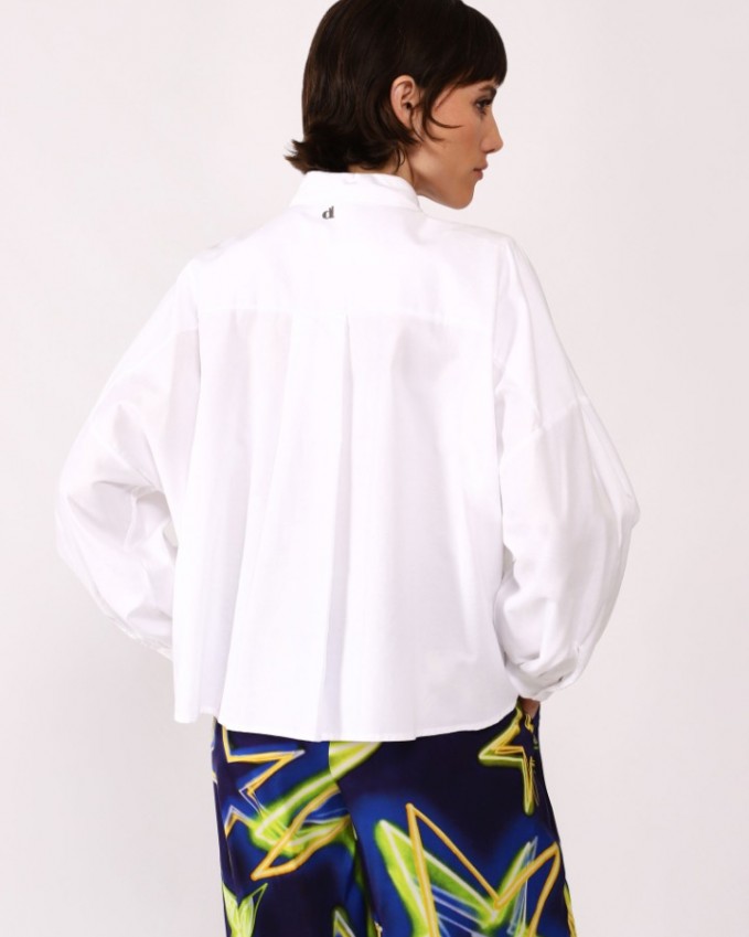 Dixie Long Sleeve Shirt with star applied White