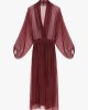 Dixie Long sheer-effect dress with wrap-front neck Red