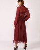 Dixie Long sheer-effect dress with wrap-front neck Red