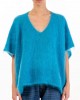 Dixie full sleeves and high-low hem Sweater Blue