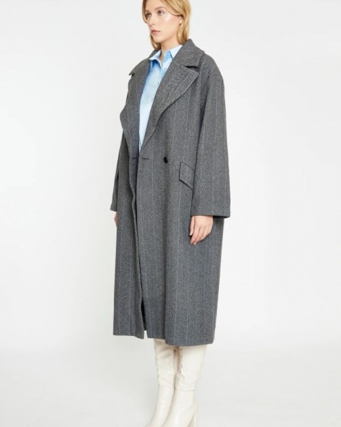 Glamorous Double Breasted Maxi Coat Grey